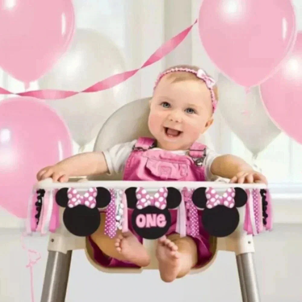 Disney Minnie Mouse ONE 1st Birthday High Chair Banner